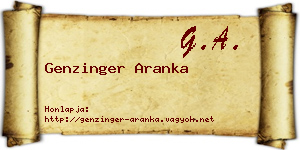 Genzinger Aranka névjegykártya